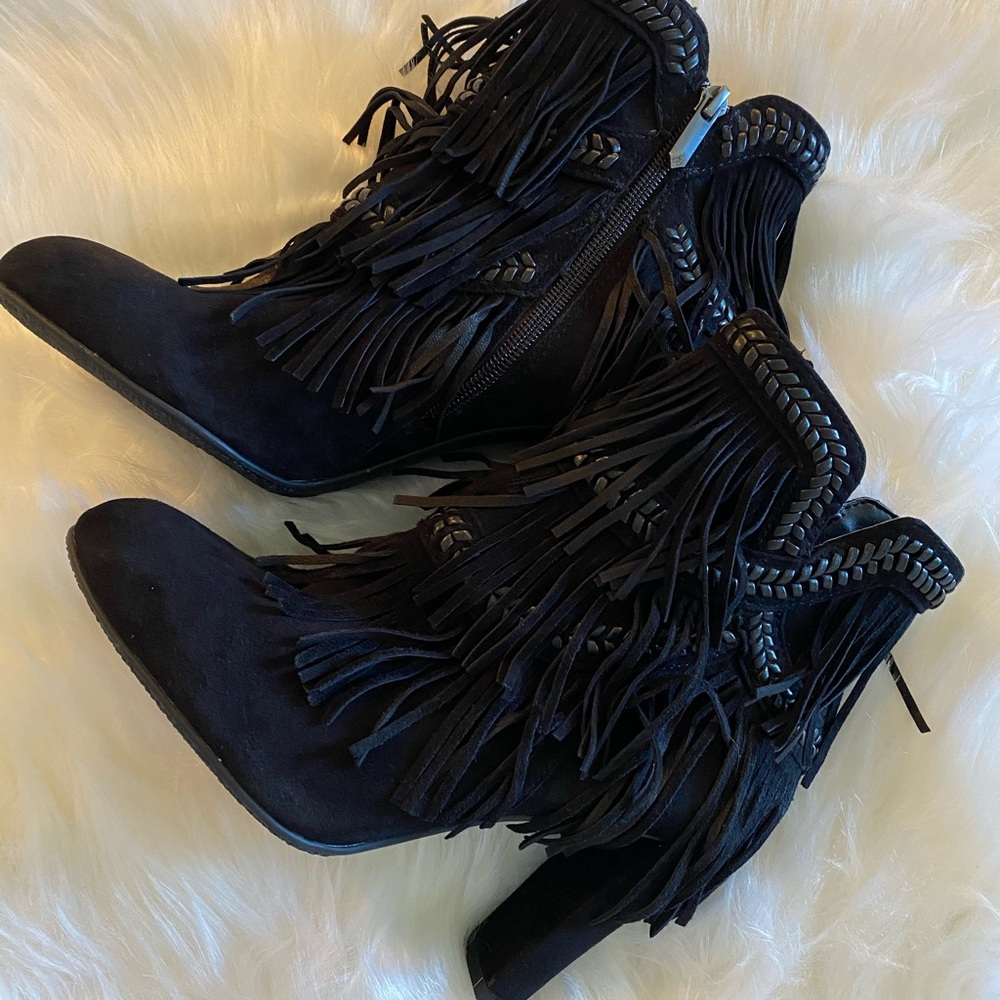 Sam Edelman fringe ankle booties - Picture 1 of 4